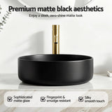 Darrahopens Furniture > Bathroom > Sinks Cefito Bathroom Basin Ceramic Vanity Sink Vessel Bowl Wash Matte Black Round Countertop
