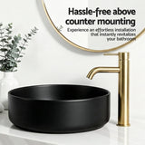 Darrahopens Furniture > Bathroom > Sinks Cefito Bathroom Basin Ceramic Vanity Sink Vessel Bowl Wash Matte Black Round Countertop