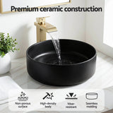 Darrahopens Furniture > Bathroom > Sinks Cefito Bathroom Basin Ceramic Vanity Sink Vessel Bowl Wash Matte Black Round Countertop
