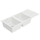 Darrahopens Furniture > Bathroom > Sinks Cefito Kitchen Sink 116x50cm Granite Stone Sink Double Bowl White