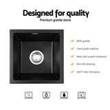 Darrahopens Furniture > Bathroom > Sinks Cefito Kitchen Sink 38x38cm Granite Stone Sink Single Bowl Black