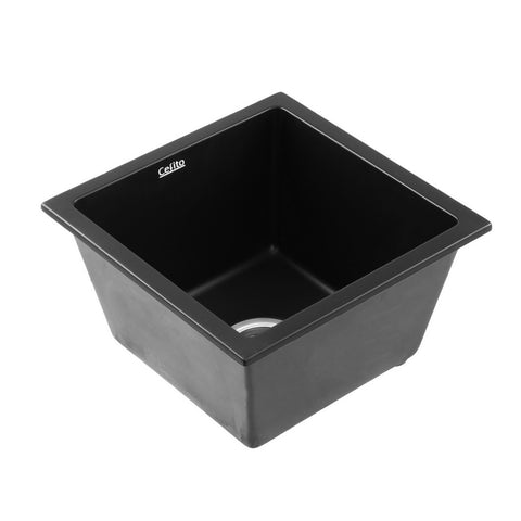 Darrahopens Furniture > Bathroom > Sinks Cefito Kitchen Sink 38x38cm Granite Stone Sink Single Bowl Black