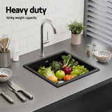 Darrahopens Furniture > Bathroom > Sinks Cefito Kitchen Sink 38x38cm Granite Stone Sink Single Bowl Black