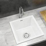 Darrahopens Furniture > Bathroom > Sinks Cefito Kitchen Sink 38x38cm Granite Stone Sink Single Bowl White