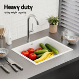 Darrahopens Furniture > Bathroom > Sinks Cefito Kitchen Sink 38x38cm Granite Stone Sink Single Bowl White