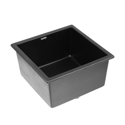 Darrahopens Furniture > Bathroom > Sinks Cefito Kitchen Sink 45x45cm Granite Stone Sink Single Bowl Black