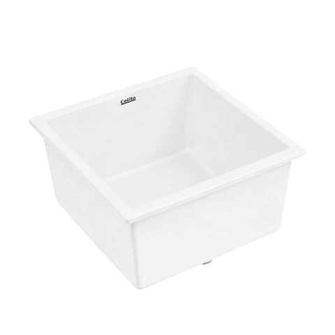 Darrahopens Furniture > Bathroom > Sinks Cefito Kitchen Sink 45x45cm Granite Stone Sink Single Bowl White