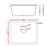 Darrahopens Furniture > Bathroom > Sinks Cefito Kitchen Sink 55x45cm Granite Stone Sink Single Bowl Black