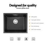 Darrahopens Furniture > Bathroom > Sinks Cefito Kitchen Sink 55x45cm Granite Stone Sink Single Bowl Black