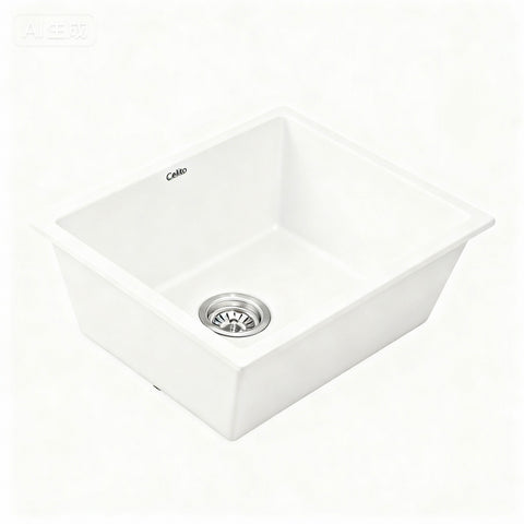 Darrahopens Furniture > Bathroom > Sinks Cefito Kitchen Sink 55x45cm Granite Stone Sink Single Bowl White