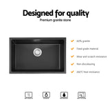 Darrahopens Furniture > Bathroom > Sinks Cefito Kitchen Sink 70x45cm Granite Stone Sink Single Bowl Black