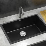 Darrahopens Furniture > Bathroom > Sinks Cefito Kitchen Sink 70x45cm Granite Stone Sink Single Bowl Black