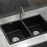 Darrahopens Furniture > Bathroom > Sinks Cefito Kitchen Sink 77x45cm Granite Stone Sink Double Bowl Black
