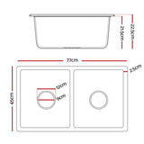 Darrahopens Furniture > Bathroom > Sinks Cefito Kitchen Sink 77x45cm Granite Stone Sink Double Bowl Black