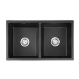 Darrahopens Furniture > Bathroom > Sinks Cefito Kitchen Sink 77x45cm Granite Stone Sink Double Bowl Black