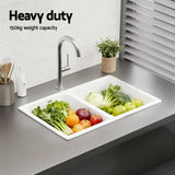 Darrahopens Furniture > Bathroom > Sinks Cefito Kitchen Sink 77x45cm Granite Stone Sink Double Bowl White