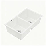 Darrahopens Furniture > Bathroom > Sinks Cefito Kitchen Sink 77x45cm Granite Stone Sink Double Bowl White
