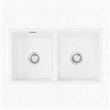 Darrahopens Furniture > Bathroom > Sinks Cefito Kitchen Sink 77x45cm Granite Stone Sink Double Bowl White