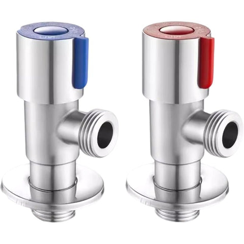 2 pcs Stainless Steel Faucet Angle Valve 1/2' Angle Valve Angle Control Valve For Bathroom, Kitchen, Toilet (Blue, Red) | darrahopens.com.au Premium AU Stock