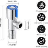 2 pcs Stainless Steel Faucet Angle Valve 1/2' Angle Valve Angle Control Valve For Bathroom, Kitchen, Toilet (Blue, Red) | darrahopens.com.au Premium AU Stock