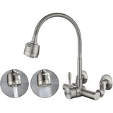 Darrahopens Furniture > Bathroom > Tap & Sink Accessories 304 Stainless Steel Wall Mounted Kitchen Faucet 360° Rotatable with 12-18CM Mounting Hole