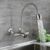 Darrahopens Furniture > Bathroom > Tap & Sink Accessories 304 Stainless Steel Wall Mounted Kitchen Faucet 360° Rotatable with 12-18CM Mounting Hole