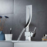 Brass Basin Faucet, Retro Waterfall Hot and Cold Bathroom Faucet, Silver