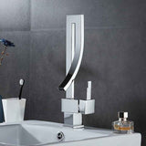 Brass Basin Faucet, Retro Waterfall Hot and Cold Bathroom Faucet, Silver