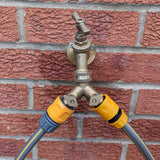 Darrahopens Furniture > Bathroom > Tap & Sink Accessories Brass Tap Connector 2-Way with Single Valves Yellow
