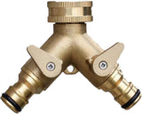 Darrahopens Furniture > Bathroom > Tap & Sink Accessories Brass Tap Connector 2-Way with Single Valves Yellow