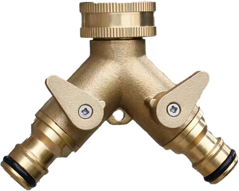 Darrahopens Furniture > Bathroom > Tap & Sink Accessories Brass Tap Connector 2-Way with Single Valves Yellow