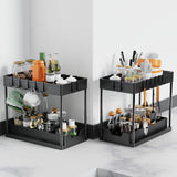 CARLA HOME 2 Pack Under Sink Organizer with Pull-Out Basket and Hooks for Bathroom & Kitchen | darrahopens.com.au Premium AU Stock
