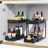 CARLA HOME 2 Pack Under Sink Organizer with Pull-Out Basket and Hooks for Bathroom & Kitchen | darrahopens.com.au Premium AU Stock
