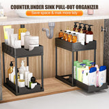 CARLA HOME 2 Pack Under Sink Organizer with Pull-Out Basket and Hooks for Bathroom & Kitchen | darrahopens.com.au Premium AU Stock