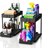 CARLA HOME 2 Pack Under Sink Organizer with Pull-Out Basket and Hooks for Bathroom & Kitchen | darrahopens.com.au Premium AU Stock