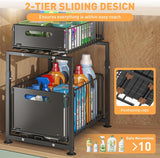 CARLA HOME 2-Tier Under Sink Organizer with Sliding Drawers & Height Adjustable for Kitchen Bathroom Cabinet Organization | darrahopens.com.au Premium AU Stock