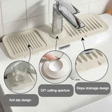 Darrahopens Furniture > Bathroom > Tap & Sink Accessories Faucet Splash Pad and Handle Drip Catcher, Silicone Sink Mat for Kitchen Countertop Protection and Drainage Use, Beige Finish In Australia - Darrahopens