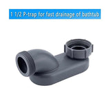 Darrahopens Furniture > Bathroom > Tap & Sink Accessories Gray Low Profile 1 1/2 Inch P-Trap Flexible Bathtub Shower Drain Pipe Freestanding Bathtub Drain