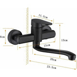 Single Handle Kitchen Faucet Wall Mounted High Quality Brass Body Black Projection 200Mm（G1/2） | darrahopens.com.au Premium AU Stock