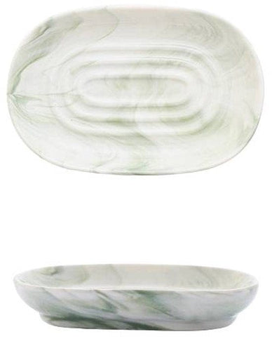 Darrahopens Furniture > Bathroom > Tap & Sink Accessories Soap Dish - Ceramic Soap Dish - Non-Slip Marble Soap Dish - Bathroom Soap Holder - Suitable for Bathrooms, Shower Rooms, Kitchens and Travel - Green