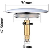 Darrahopens Furniture > Bathroom > Tap & Sink Accessories Universal Bathtub Stopper Ø70mm Adjustable Height Double Seal Chrome Brass Stainless Compatible with Most Sinks and Bathtubs