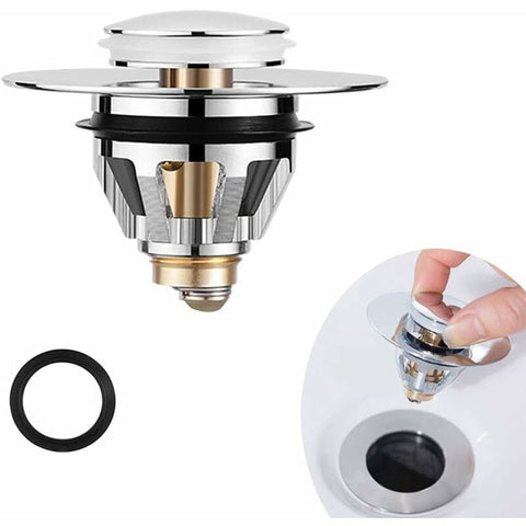 Universal Sink Drain Filter, Anti-Blocked Stainless Steel Sink Plug Push-In Stopper, Sink Plug, Anti-Odor Hair Filter | darrahopens.com.au Premium AU Stock
