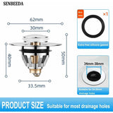 Universal Sink Drain Filter, Anti-Blocked Stainless Steel Sink Plug Push-In Stopper, Sink Plug, Anti-Odor Hair Filter | darrahopens.com.au Premium AU Stock