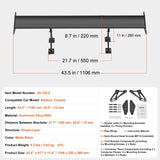 Darrahopens Furniture > Bathroom > Toilets VEVOR GT Wing Car Spoiler, 43.3 inch Universal Spoiler with Single Deck, Adjustable Lightweight Aluminum, Car Rear Spoiler Wing, Racing Spoiler BGW/JDM Drift Black