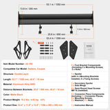 Darrahopens Furniture > Bathroom > Toilets VEVOR GT Wing Car Spoiler, 53.1 inch Universal Spoiler with Double Deck, Adjustable Lightweight Aluminum, Car Rear Spoiler Wing, Racing Spoiler BGW/JDM Drift Black