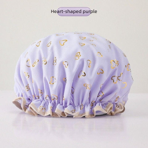 Darrahopens Furniture > Bathroom > Vanity Units Women's Double-Layer Waterproof Shower Cap-purple In Australia - Darrahopens