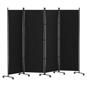 Darrahopens Furniture > Bedroom Artiss 4 Panel Room Divider Screen 217cm Wheel Fabric Black