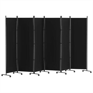 Darrahopens Furniture > Bedroom Artiss 6 Panel Room Divider Screen 323cm Wheel Fabric Black