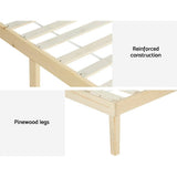 Darrahopens Furniture > Bedroom Artiss Bed Frame Queen Size Wooden Base Mattress Platform Timber Pine BRUNO