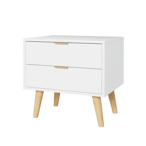Darrahopens Furniture > Bedroom Artiss Bedside Table 2 Drawers - White